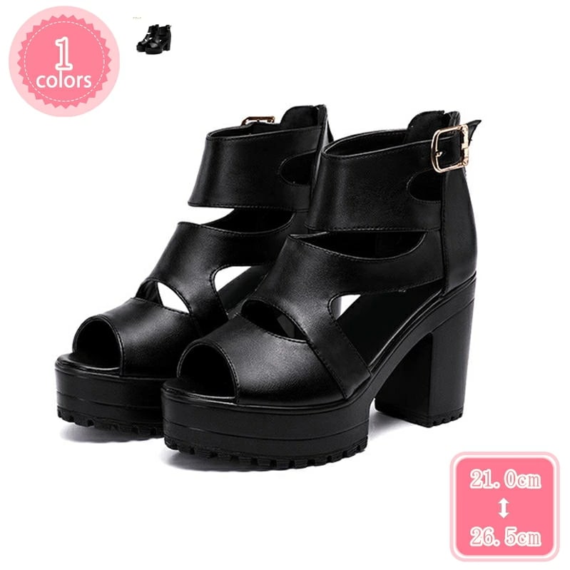 1000円OFFクーポン 大きいサイズ グラディエーターサンダル オープントゥ ハイヒール ブーツ 女性 サンダル ハイカット クロスベルト チャンキーヒールサンダル バックジッパー サマーブーツ 履