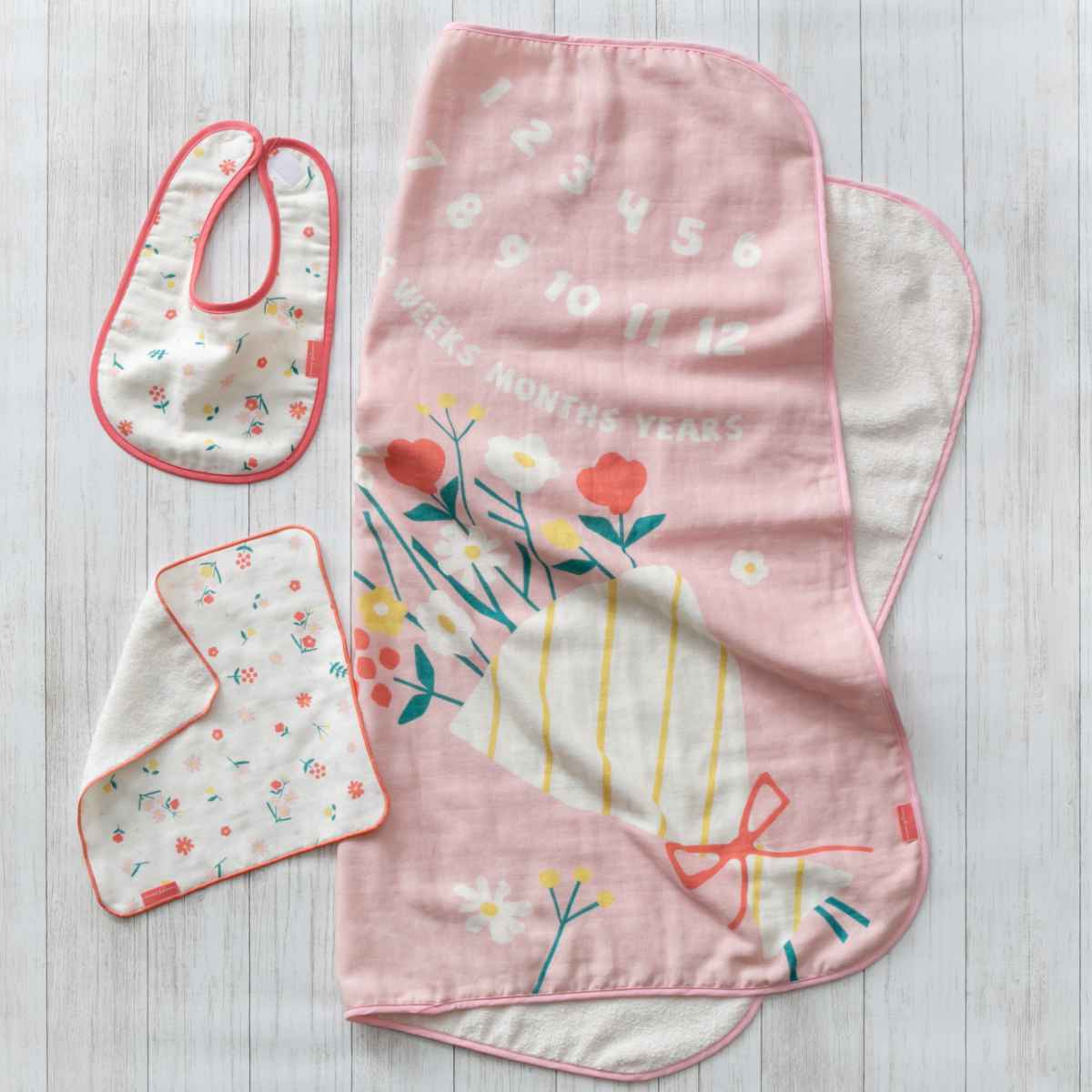 ギフトセット ベビーnenne-futurum FLOWER おくるみ スタイ ハンドタオル ギフト セット 出産祝い 贈り物 お祝い ベビーギフトセット 綿100％ 日本製 赤ちゃん 4,675円