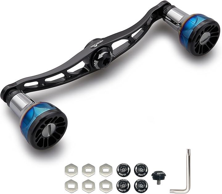 V2.0 105/115mm ベイト リール ハンドル 航空アルミ製 シマノ ダイワ アブガルシア 通用 Engn series 0153(ブラック, V2.0 - 115mm)