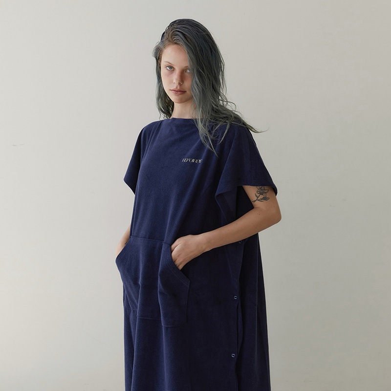 terry twoway poncho navy