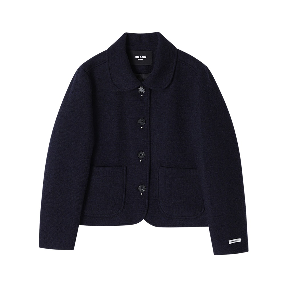 スタッドウールショートコート_ネイビーです