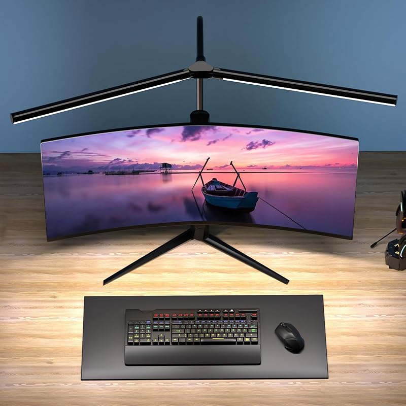 【国内即発】Quntis LED デスクライト 電気スタンド 1500Lux 高輝度 幅さ80cm ダブル光源 4段階調光・色温度 Ra95高演色 デスクランプ スタンドライト 卓上ライト タッチセ 5,109円