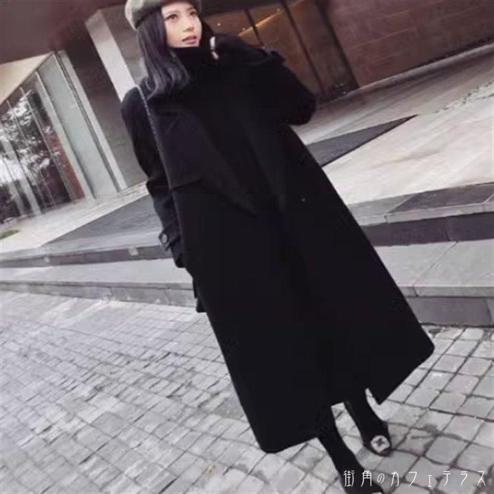 アウター コート 羽織り チェスター 袖あり 長袖 Vネック Aライン フレア ロング マキシ ポケット 厚手生地 あったか かわいい 大人可愛い 大人女子 こなれ感