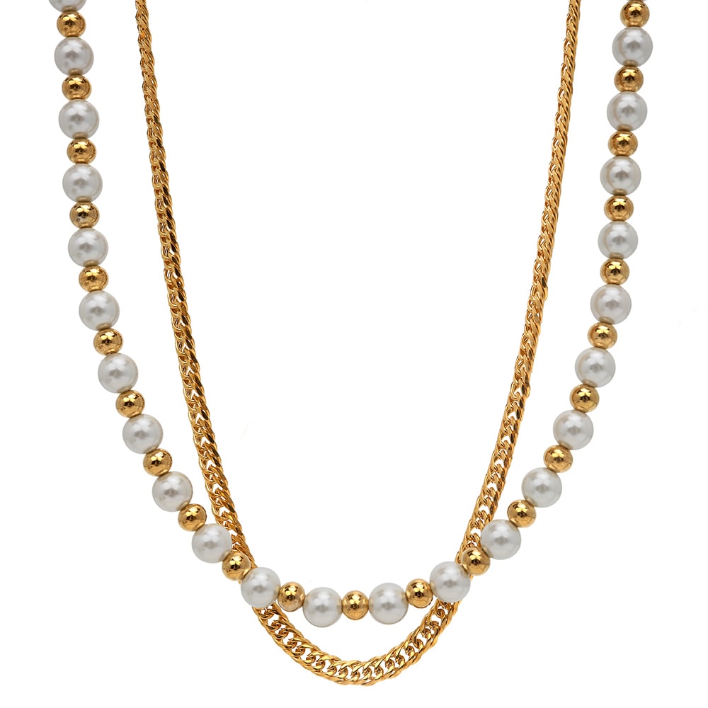 パール＆喜平 チェーンネックレス [n584]