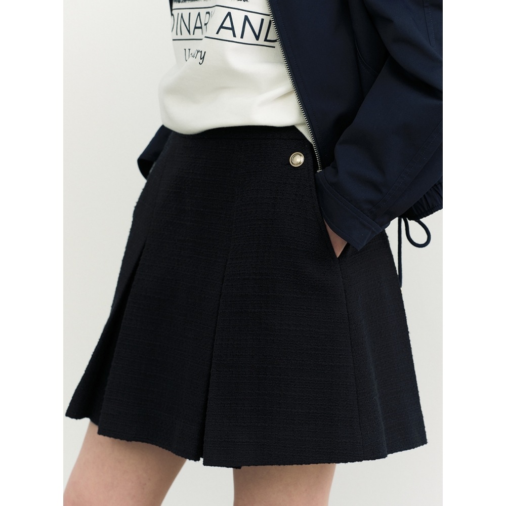 エーティーコーナープリーツツイードミニスカートブラック (AESK4A401BK)