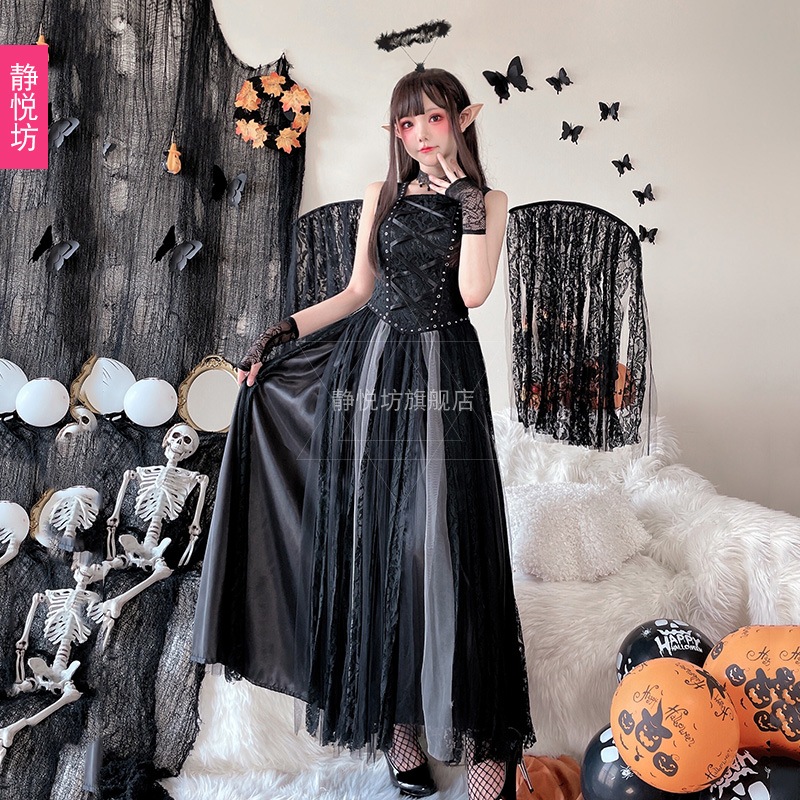 ハロウィンダーク堕天使ゴースト花嫁大人用コスプレ衣装ヴァンパイア魔女パフォーマンスコスロングスカート