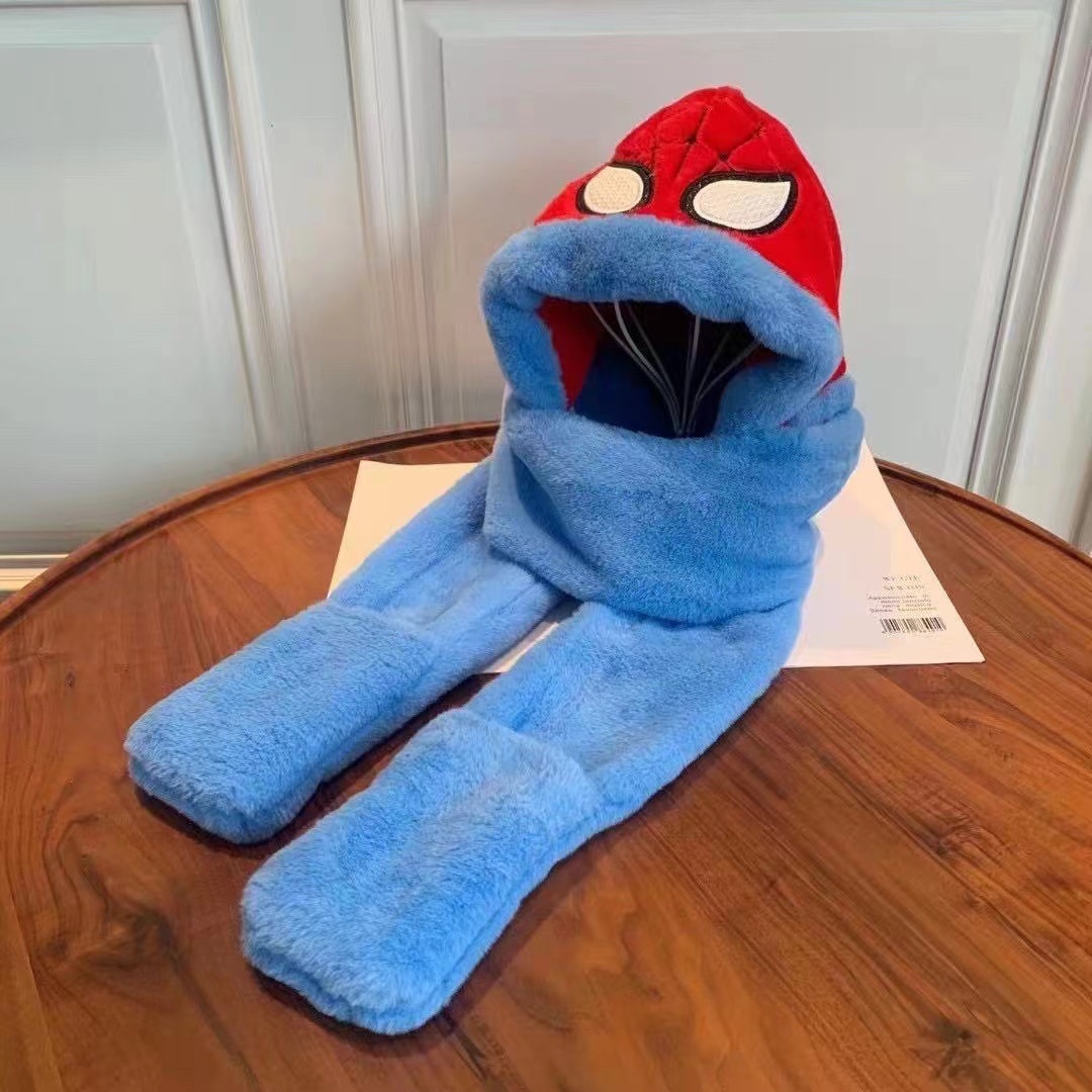 子供用メンズ帽子手袋スカーフのスリーピース秋冬漫画かわいい女性の厚い豪華なスカーフセットオールインワン