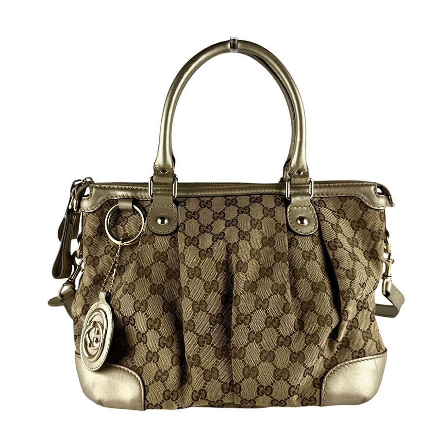 グッチ GUCCI ショルダーバッグ ハンドバッグ GGキャンバス/レザー ゴールド/ブラウン レディース 247902 z10100