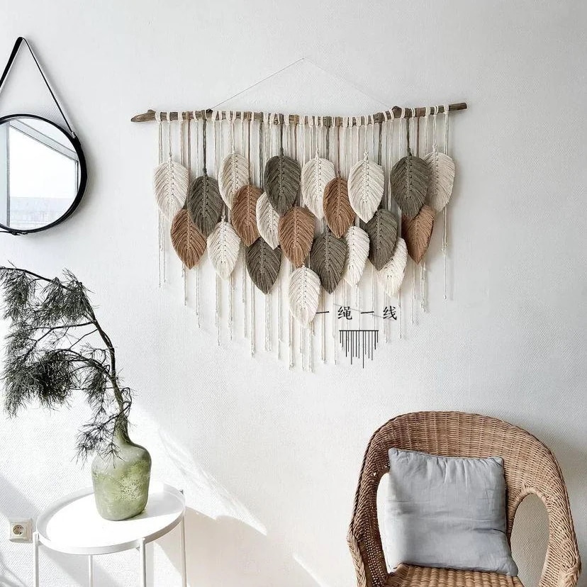 タペストリー壁掛けタペストリーYu Bei織りカラフルな羽の葉のタペストリーdiy完成品シンプルb&bリビングルームの背景壁掛け布