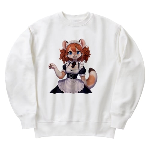 【文字入れ可能受注生産】フェレットの女の子　メイド　ケモナー ヘビーウェイトスウェット