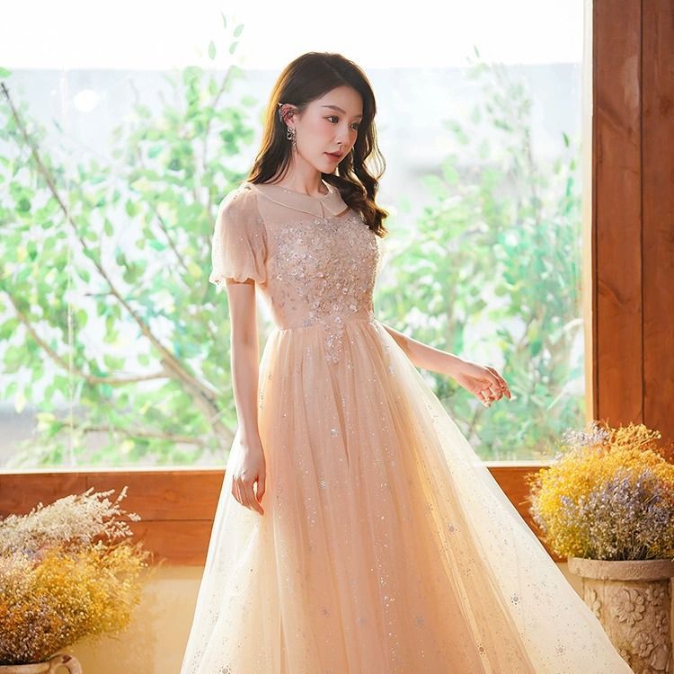 イブニングドレス女性宴会気質学生美術試験成人式ドレススカート2024