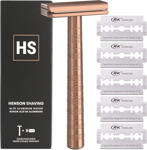【正規品/メーカー保証付】HENSON SHAVING AL13 シェーバー MILD（COPPER）替刃5枚付 エントリーモデル【耐久性が高く肌への刺激を最低限に抑えながら深剃り可能】