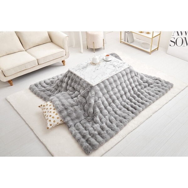 270611400 ポコポコラビットファーのこたつ布団 ルナ 正方形 190×190 グレー メーカー直送