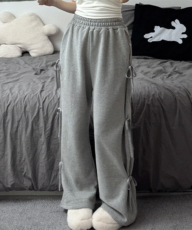 [社長おすすめ] Ribbon Balloon Wide Pants リボン バルーン ワイド パンツ (起毛)