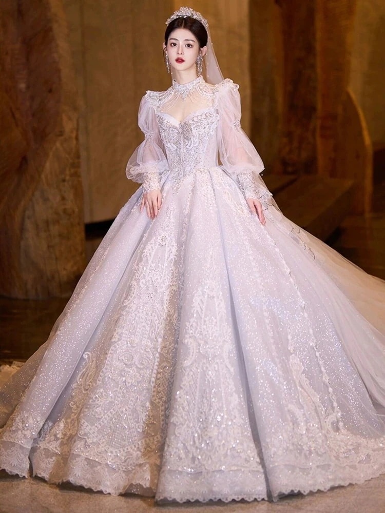 ウェディングドレス 2025 花嫁メイン ウェディングドレス ハイエンド 春 プリンセス プチスプリング風 大きいサイズ テール
