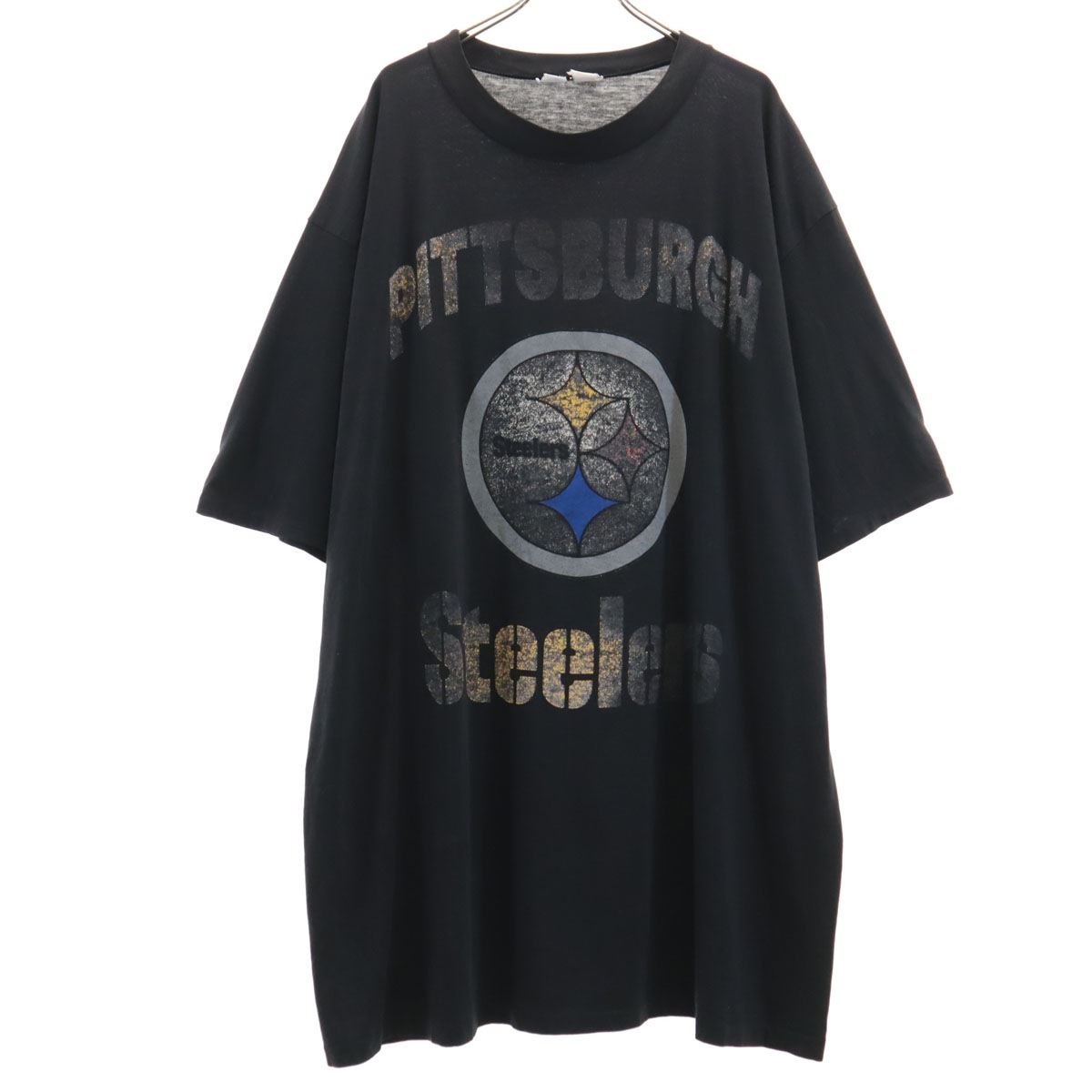 OLD オールド 90s NFL ピッツバーグ・スティーラーズ 半袖 ロング Tシャツ ブラック シングルステッチ メンズ 古着