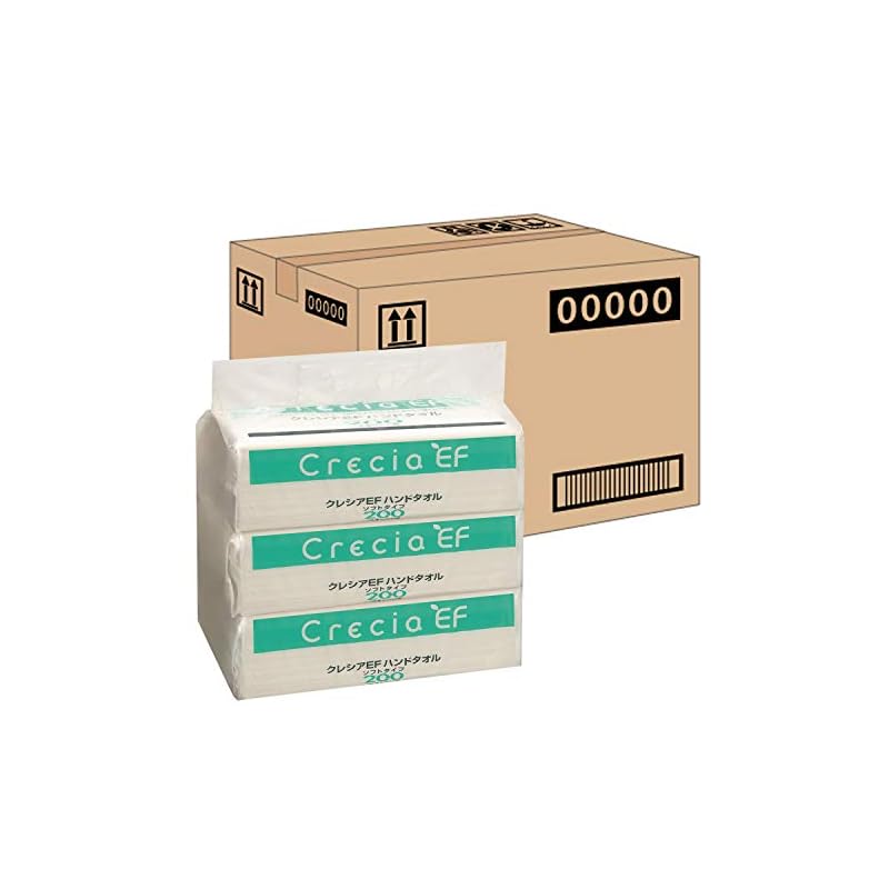 【即納】【ケース販売】 クレシア EFハンドタオル ソフトタイプ 2枚重ね ホワイト 200組(400枚) x 30パック