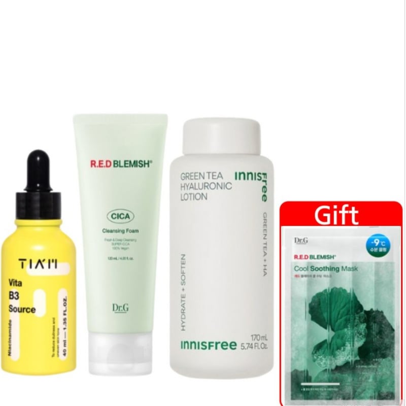 韓国話題のスキンケアを厳選！洗顔・美容液・乳液の3点セット＋マスク1枚付き