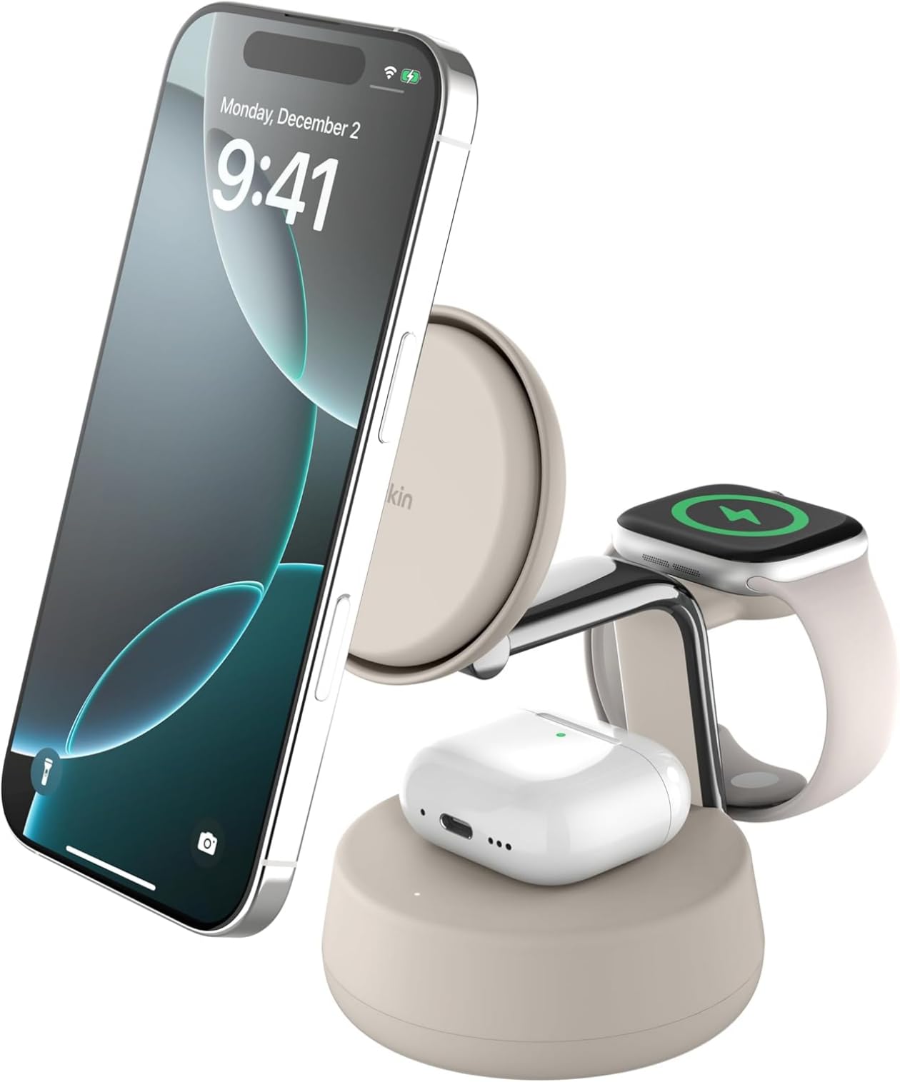 Belkin Qi2 25W Magnetic Charging Dock ワイヤレス充電器 3 in 1 世界初 25W充電スタンド Qi2公式認証/MagSafe対応 マグセーフ 急速速充電対応