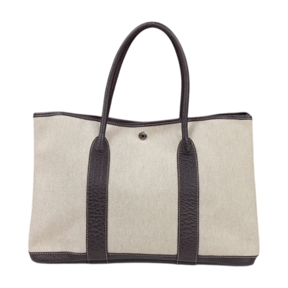 エルメス ガーデンパーティPM ハンドバッグ トワルアッシュ ブラウン HERMES 中古