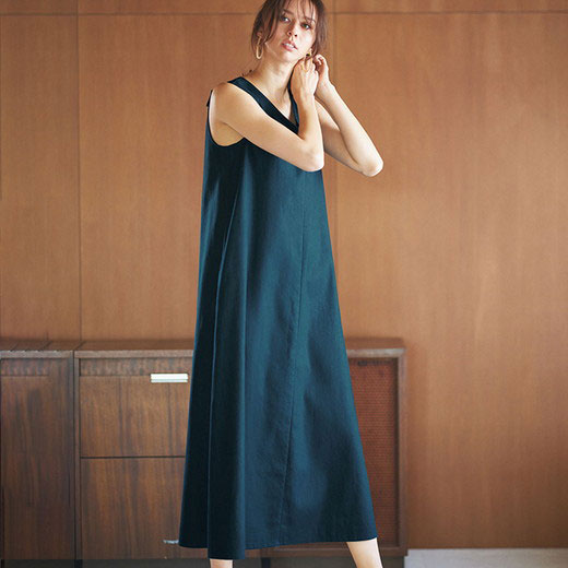 [最安値挑戦]！カポック混ジャンスカ レディース 夏 ワンピース M-3L