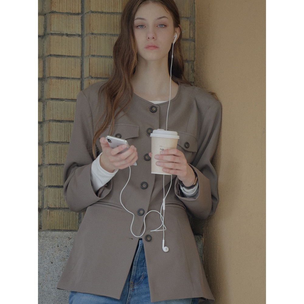 レターフロムムーンベルンノーカラーハーフジャケット（2色）