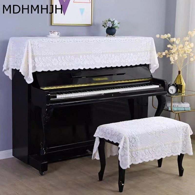 ピアノカバー ピアノ掛け トップカバー アップライト 標準直立型ピアノ用 花柄レース刺繍ピアノタオル おしゃれ 無地 簡約 北欧 ナチュ
