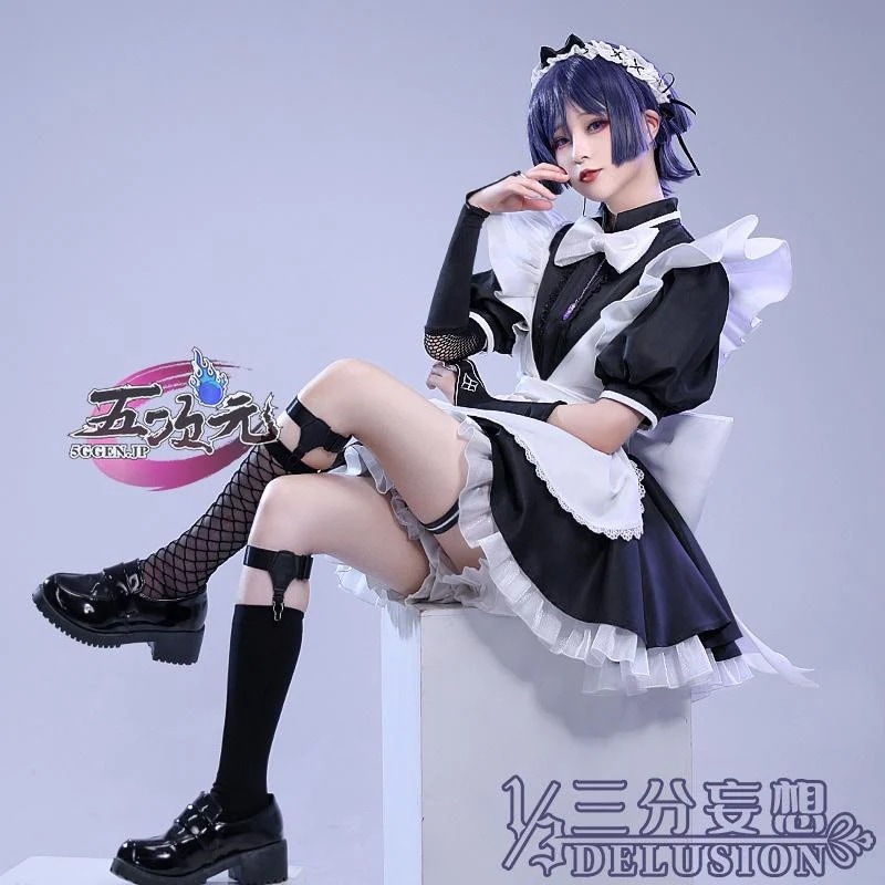 「新品・即納可能」 三分妄想　原神　コスプレ　散兵　スカラマシュ　メイド服　衣装　ins大人気 ウィッグ　髙!品!質