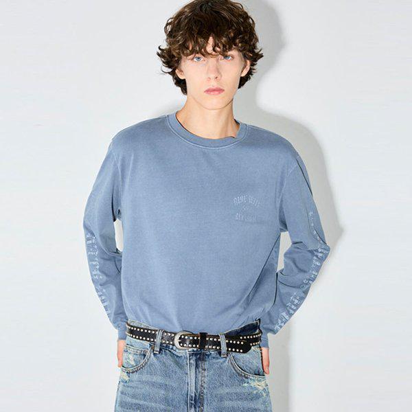 男性16番手シングルルーズフィット染色アートワーク長袖TシャツB255TS330P-DG
