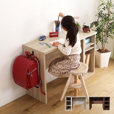 収納ラック シンプルデスク75cm幅+サイドラック30cm幅セット 子どもから大人まで使える 10,193円