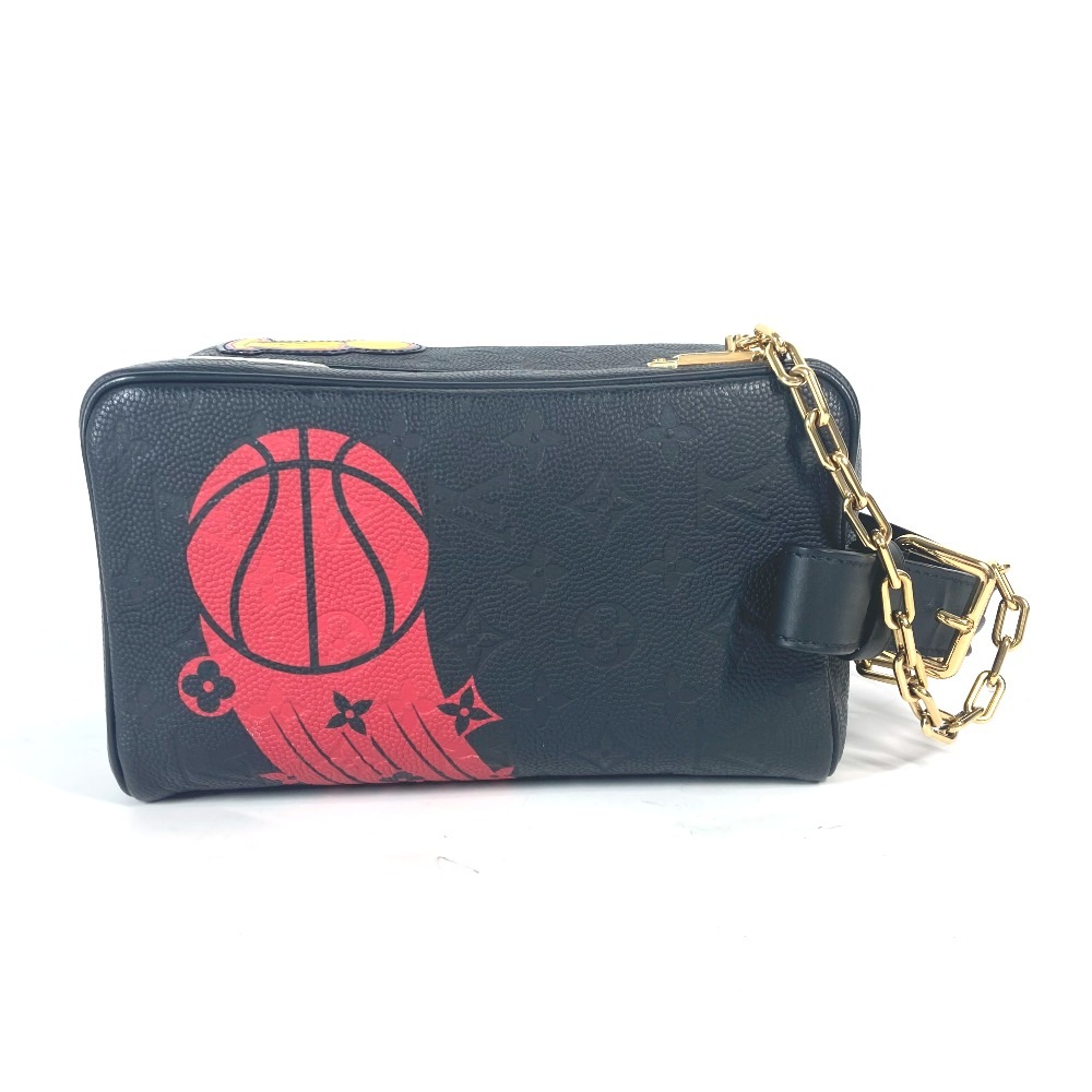 セカンドバッグ M58515 クローク ドップキット LV x NBA モノグラム ハンドバッグ ストラップ付 レザー ブラック