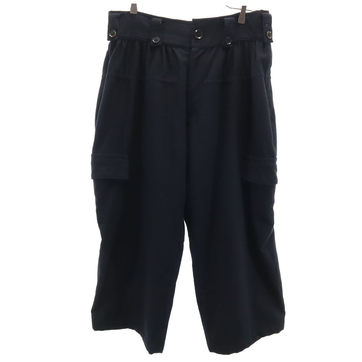 Ys ワイズ 日本製 ウール 3/4丈 カーゴパンツ 3 ブラック ヨウジヤマモト ユニセックス メンズ 古着