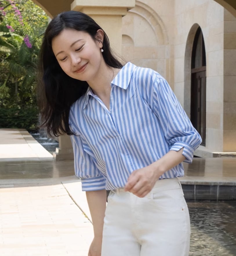 トップス デート モテアイテム シャツ ストライプ柄 コットン ベーシック 大人可愛い きれいめ 上品 おしゃれ かっこいい 大人可愛い ラブリー キュート ガーリー クール モード系 セクシー 10,710円