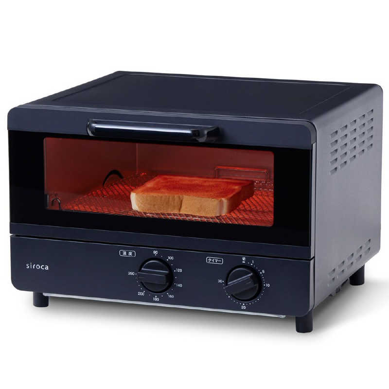 SIROCA　オーブントースター 1200W/食パン4枚 ブラック　ST-211K