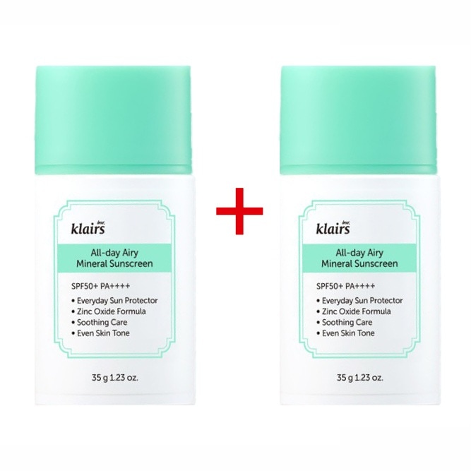 [1+1]All-dayエアリーミネラルサンスクリーン 35g+35g /SPF50+PA++++/ 日焼け止め / UVカット / サンクリーム / トーンアップ / 無機系 / ノンケミカル