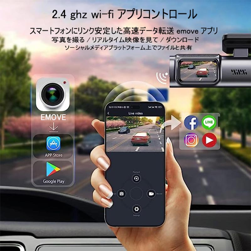 ドライブレコーダー 前後カメラ ナビ 600PフルHD高画質 HDR/WDR 車載カメラ 140度超広角レンズ 防水リアカメラ 駐車監視 どらいぶれこーだー 小型ドラレコ 自