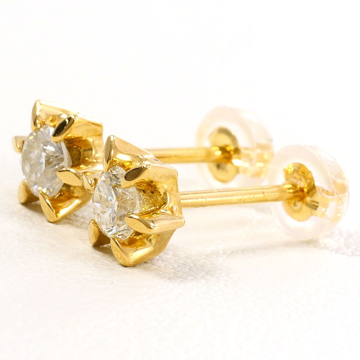 K18 18金 YG イエローゴールド ピアス ダイヤモンド 0.22ct 鑑別書 総重量約1.2g 中古