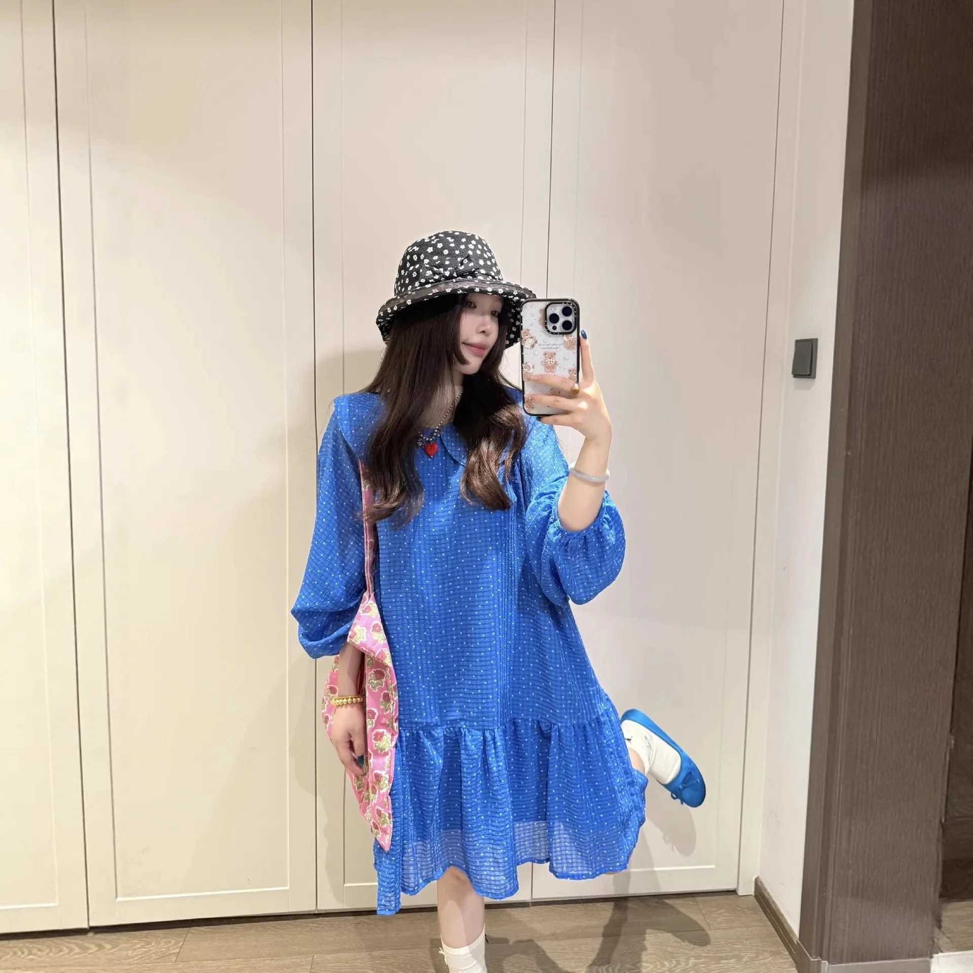 3日出荷 ワンピース夏 韓国系 クライングレー 9分袖 明るい色 肌なじみ良し 春服 レディース