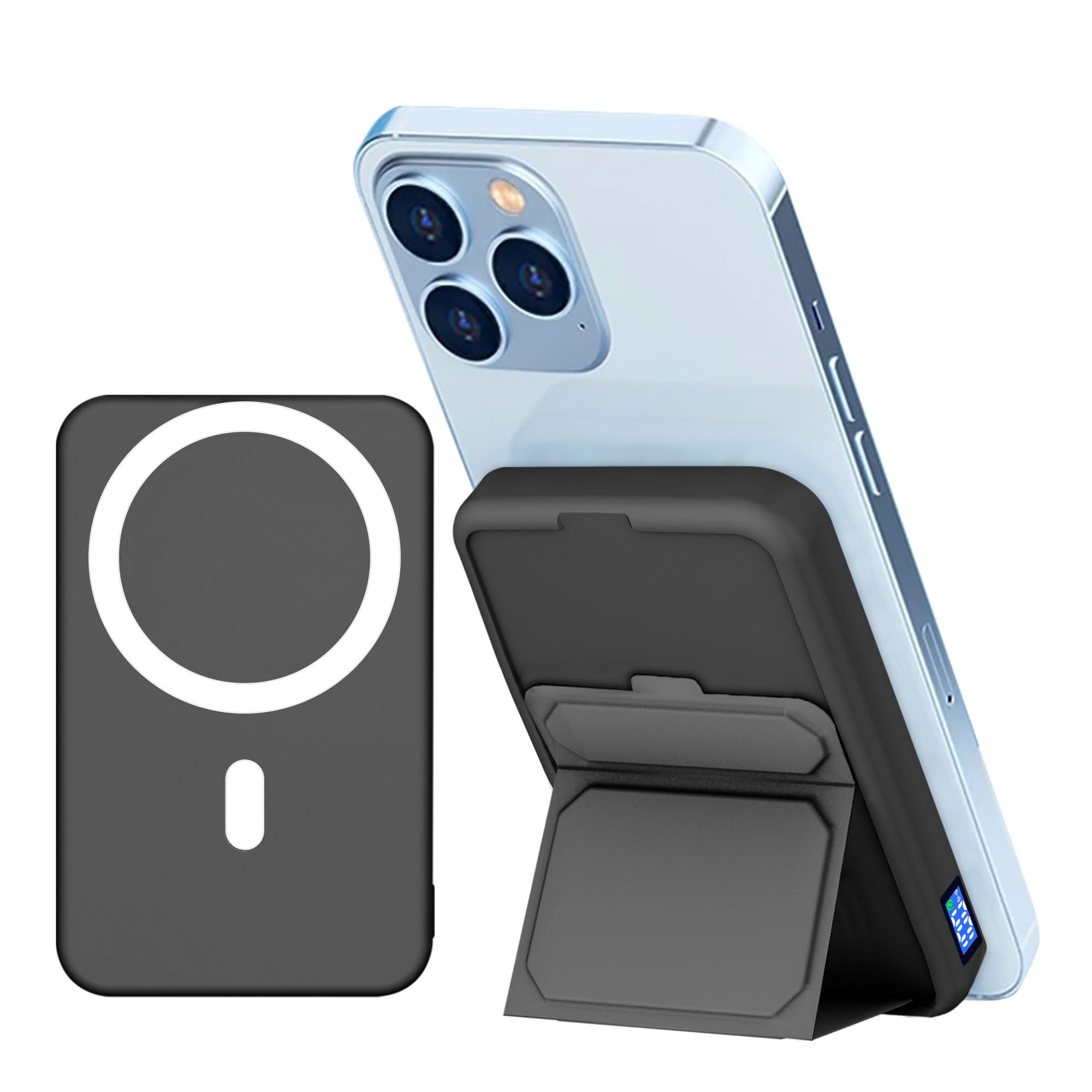 LUCKYDUO モバイルバッテリー magsafe 対応10000mAh 大容量 急速充電 マグネット ワイヤレス モバイルバッテリー 折りたたみ式スタンド 【15W ワイヤレス充電/22.5W U