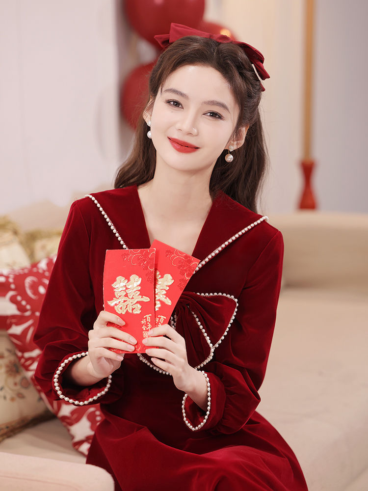 ウェア 2025 ブライダル結婚式婚約着用可能ハイエンドホームカミングドレスレディースロングドレス