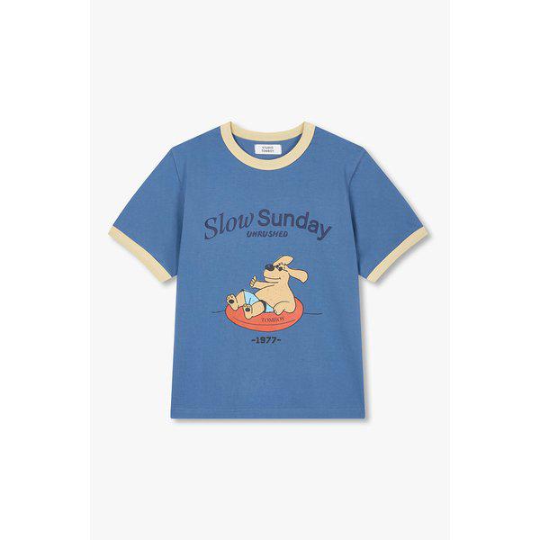 リップカラーブロックグラフィック半袖Tシャツ9106222207052
