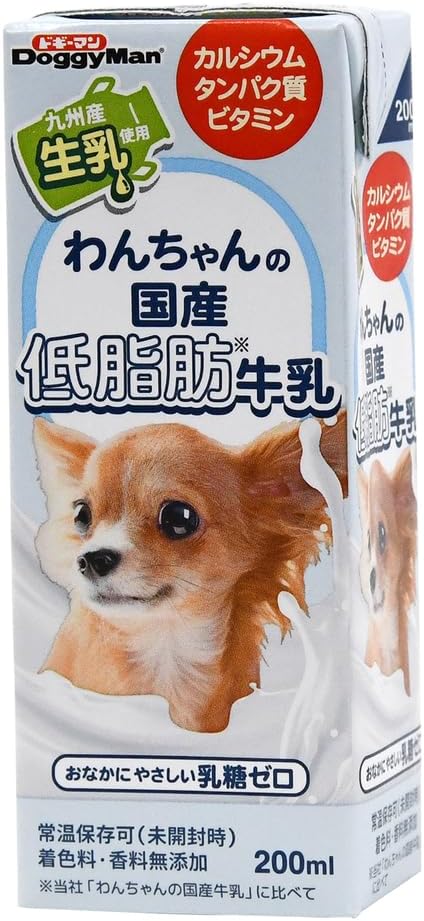 ドギーマン わんちゃんの国産低脂肪牛乳 全犬種用 200ミリリットル (x 24) (ケース販売)
