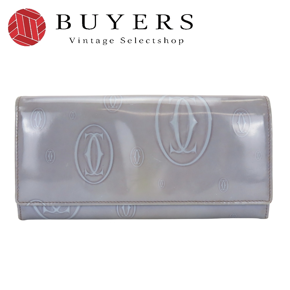 中古 長財布 ハッピーバースデイ L3001020 カーフ ラベンダー パープル系 エナメルコーティング 二つ折り 小物 レディース 女性