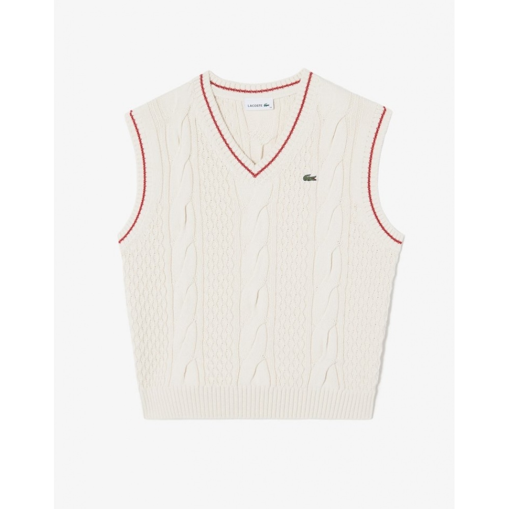 ラコステ女性用ティッピングポイントケーブルベスト AF712E-54NF 70V