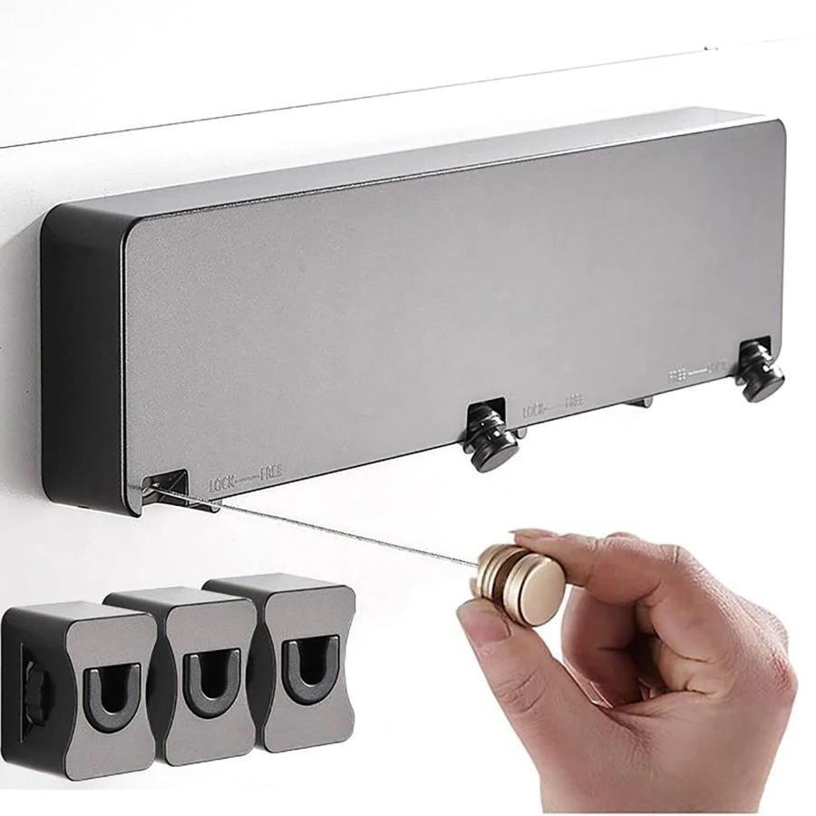 引き込み式物干しステンレス鋼ライン壁掛けランドリーライン3レール/ 1-6 M引き込み式重さ30kg / 66lbバルコニーバスルームホテルスタイル物干し用