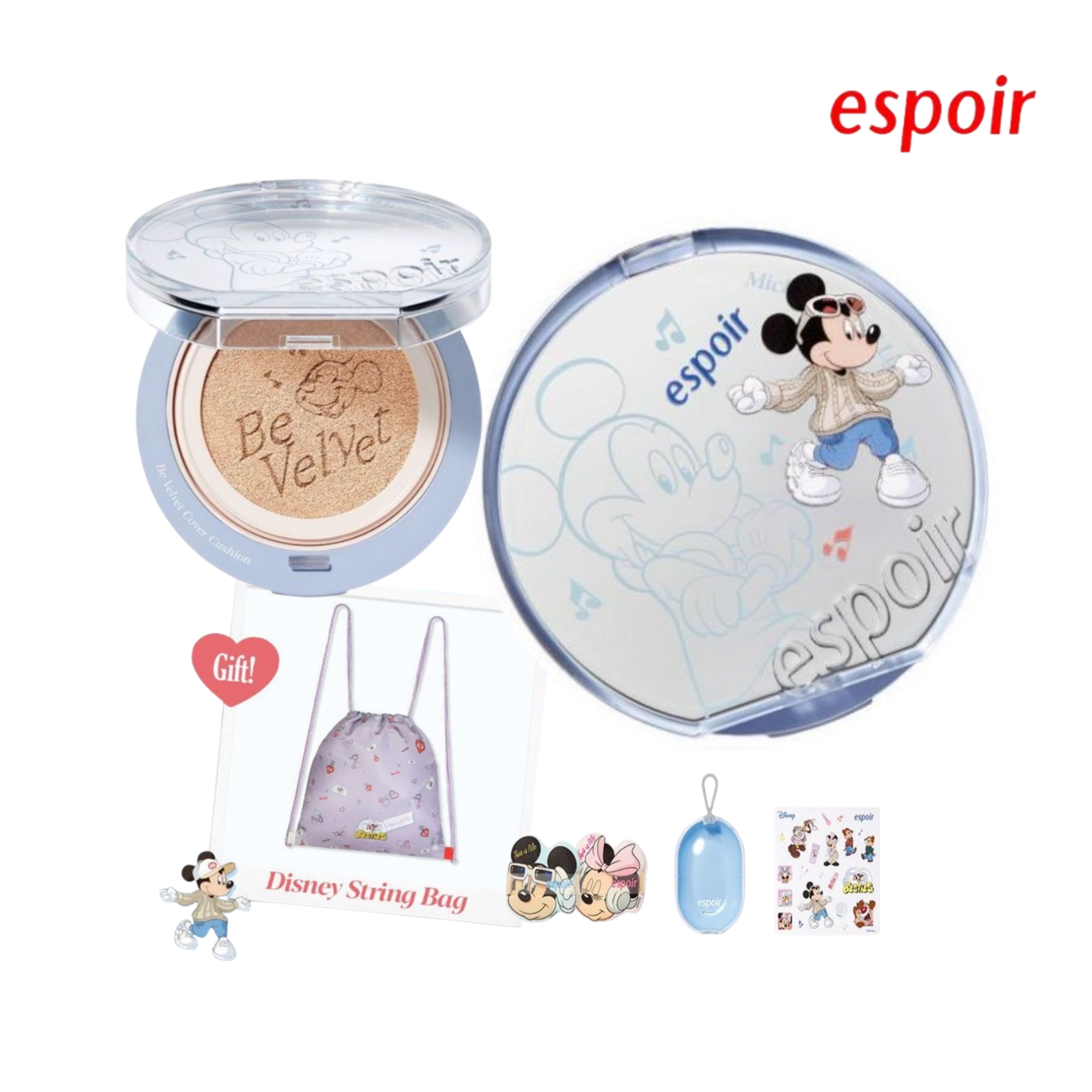 [espoirXDisneyコラボ] ビー·ベルベット カバークッションSPF42 PA++ (gift ストリングバック+パフ 2枚+ケース+ステッカー)