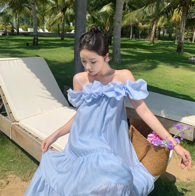 レディース ワンピース ロング 袖なし フレア Aライン フェミニン かわいい 大人可愛い シンプル カジュアル おしゃれ アジアン ラフ ガーリー 主役級 存在感 ラブリー キュート ロマンティック