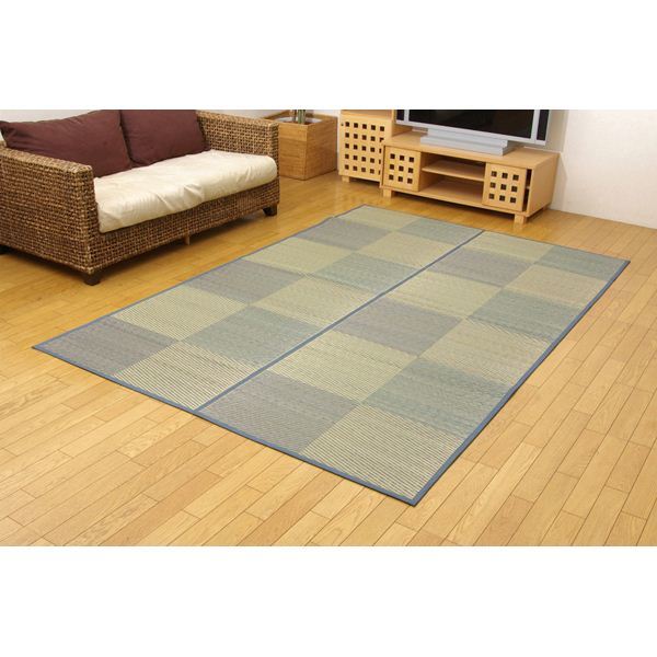 い草花ござカーペット DXパルコ裏張CP ブルー 江戸間3畳（約174261cm） （裏：不織布） 抗菌＆防臭効果 11,942円