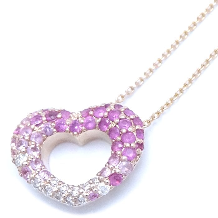 エモツィオーネ ミニモ ネックレス ピンクサファイヤ ダイヤモンド GL0003N040PSPG K18PG/292154【中古】