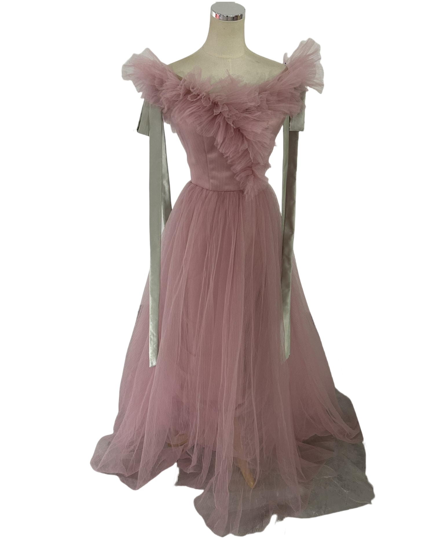 エレガント カラードレス ピンク プリーツドレス 細見えシルエット リボン 2次会/合コン